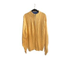 Alex Cannon vintage ￼men’s cotton yellow cableknit sweater size large